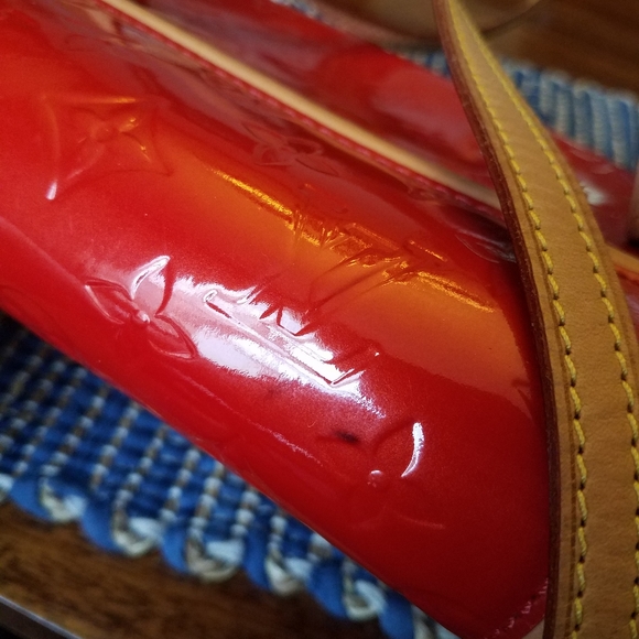 SOLD@!Auth. Louis Vuitton Biscayne Red Vern PM Han - Picture 2 of 12